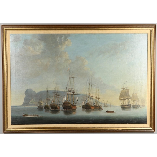 517 - ADAM H. CALLANDER (1750-1817). THE SIEGE OF GIBRALTAR.  Signed and indistinctly dated on floating sp... 