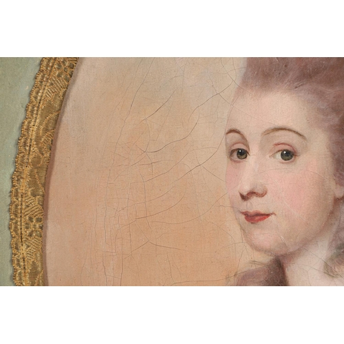 519 - JOHN  DOWNMAN, ARA (1750-1824). His circle. PORTRAIT OF A LADY. Quarter length, her head turned to t... 