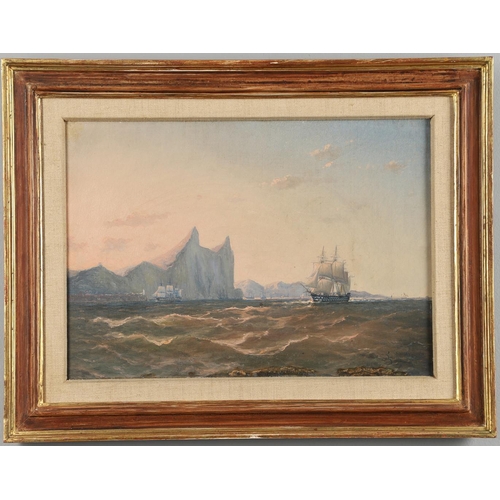 543 - EDOARDO FEDERICO DE MARTINO, CVO (1838-1912). VESSELS IN THE ARCTIC CIRCLE. Signed, oil on canvas
24... 