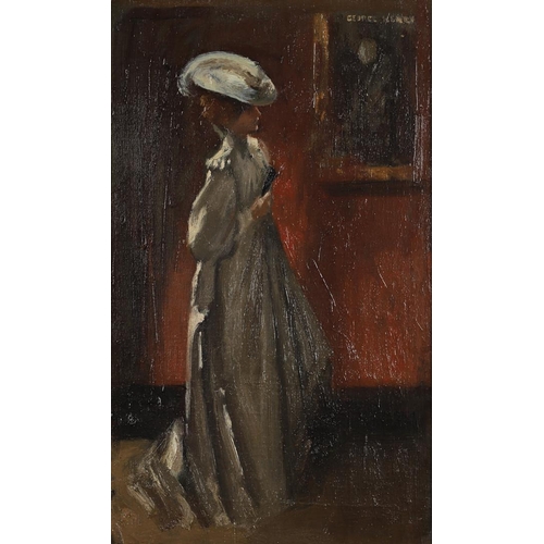 556 - GEORGE HENRY, RA (1858-1943). IN THE GALLERY. Signed, oil on canvas
49.5 x 29.5cm.

* The same forma... 