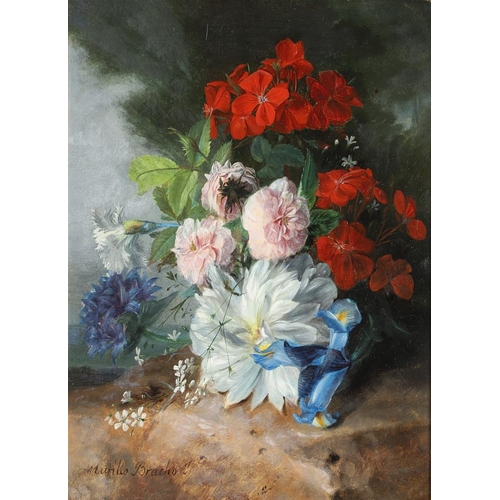 563 - JOSE MARIA MURILLO Y BRACHO (1827-1882). FLOWER SUBJECTS. A near pair, both signed, oil on panel
Eac... 