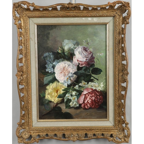 563 - JOSE MARIA MURILLO Y BRACHO (1827-1882). FLOWER SUBJECTS. A near pair, both signed, oil on panel
Eac... 