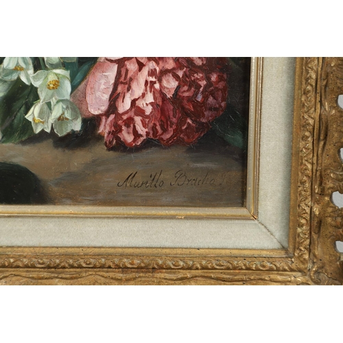 563 - JOSE MARIA MURILLO Y BRACHO (1827-1882). FLOWER SUBJECTS. A near pair, both signed, oil on panel
Eac... 