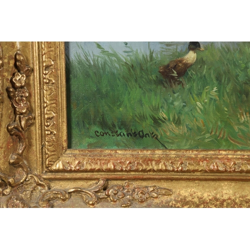 566 - CONSTANT ARTZ (1870-1951). DUCKS BY A COUNTRY POOL. Signed, oil on canvas
38 x 48.5cm.  *CR  Good co... 