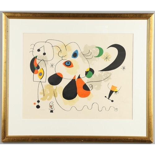 578 - JOAN MIRO (1893-1983). After. (COMPOSITION). (d) Colour lithograph, bears signature, numbered 34/100... 