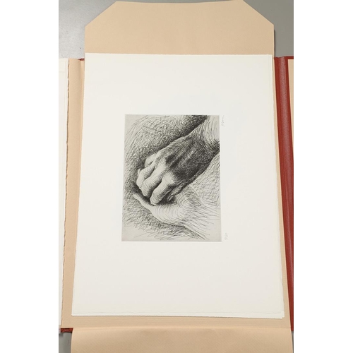 587 - HENRY MOORE, OM, CH (1898-1986). THE ARTIST'S HAND. (d) The folio of five prints (three colour litho... 