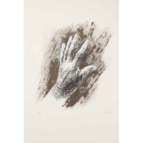 587 - HENRY MOORE, OM, CH (1898-1986). THE ARTIST'S HAND. (d) The folio of five prints (three colour litho... 