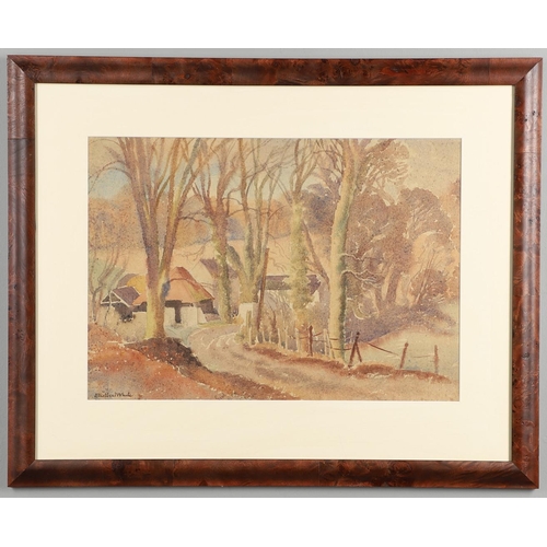 608 - ETHELBERT WHITE (1891-1972). THE LANE TO THE FARM, AUTUMN. (d) Signed, artist's notes at base of com... 