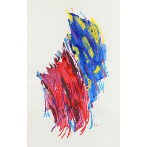 611 - WILLIAM GEAR, RA (1915-1997). UNTITLED. (d) Signed and dated `64, mixed media on paper, affixed to s... 