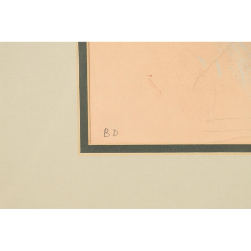 614 - BERNARD DUNSTAN, RA (1920-2017). NUDE. (d) Signed with initials, coloured chalks on pale pink paper,... 