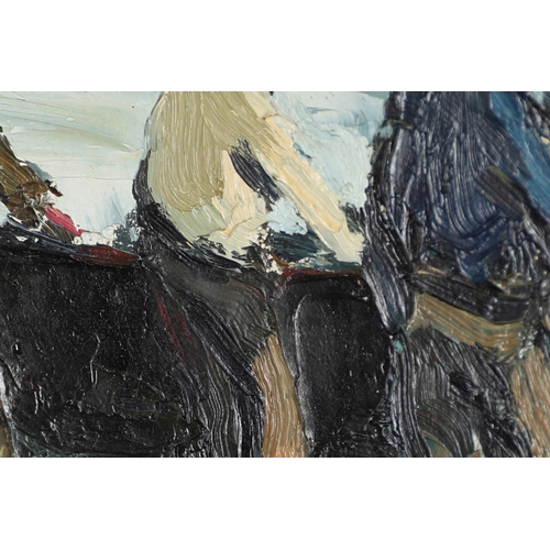 637 - DONALD MCINTYRE (1923-2009). FISHERMEN, CONNEMARA. (d) Signed with initials; also signed, inscribed ... 