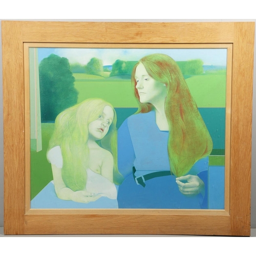 638 - GRAHAM OVENDEN (B.1943). JENNY AND SOPHIE. (d) Oil on canvas laid on board
73.5 x 89cm.  *CR  Slight... 