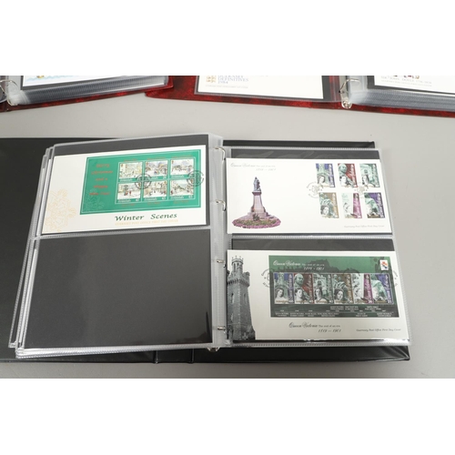 664 - GUERNSEY STAMP ALBUMS & FIRST DAY COVERS. Including two Stanley Gibbons albums with mint  stamps, on... 