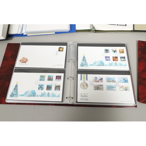 664 - GUERNSEY STAMP ALBUMS & FIRST DAY COVERS. Including two Stanley Gibbons albums with mint  stamps, on... 