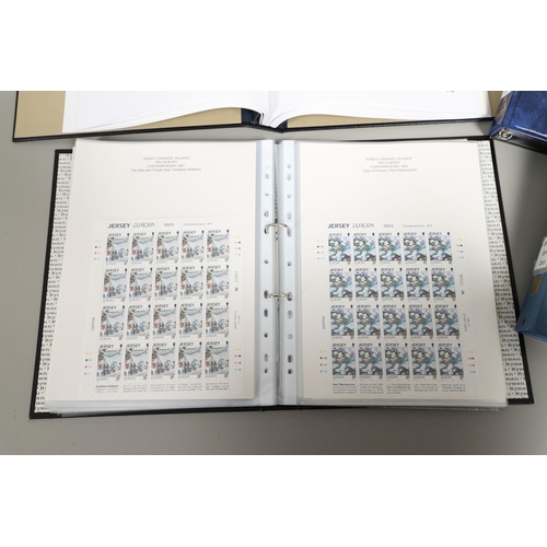 666 - JERSEY STAMP COLLECTION & FIRST DAY COVERS. Including three Stanley Gibbons albums in slip cases (Vo... 