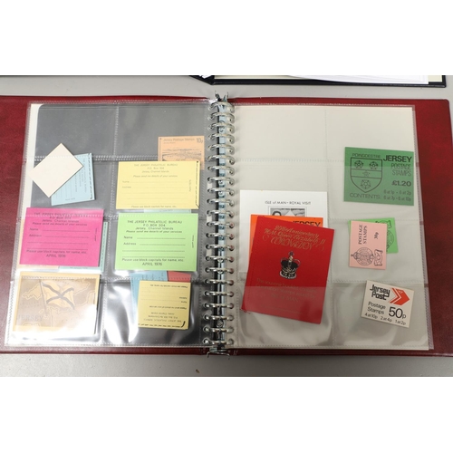 666 - JERSEY STAMP COLLECTION & FIRST DAY COVERS. Including three Stanley Gibbons albums in slip cases (Vo... 