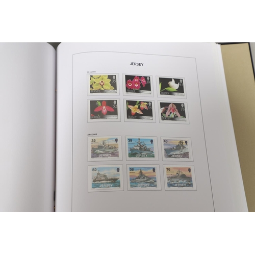 666 - JERSEY STAMP COLLECTION & FIRST DAY COVERS. Including three Stanley Gibbons albums in slip cases (Vo... 