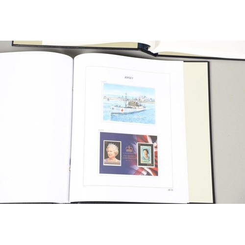 666 - JERSEY STAMP COLLECTION & FIRST DAY COVERS. Including three Stanley Gibbons albums in slip cases (Vo... 