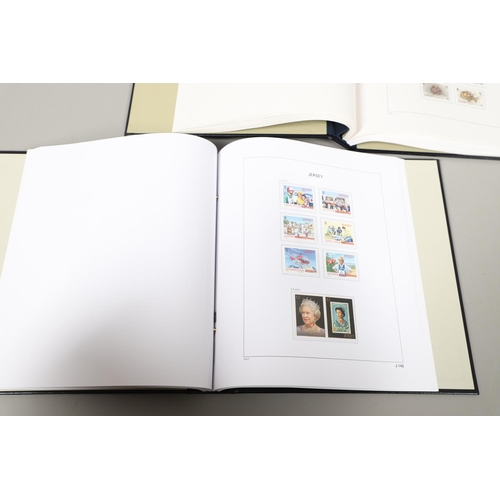 666 - JERSEY STAMP COLLECTION & FIRST DAY COVERS. Including three Stanley Gibbons albums in slip cases (Vo... 