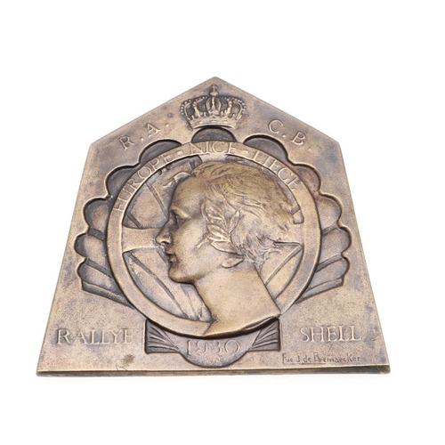 724 - FRENCH BRONZE SHELL CAR BADGE - NICE, LIEGE CAR RALLY 1930. A bronze car badge from 1930 for the She... 