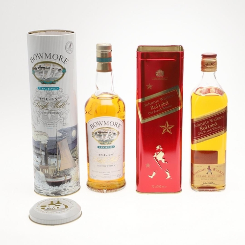 763 - VARIOUS BOTTLES OF WHISKY INCLUDING JOHNNIE WALKER, BOWMORE & GLENFARCLAS. 8 various boxed bottles o... 