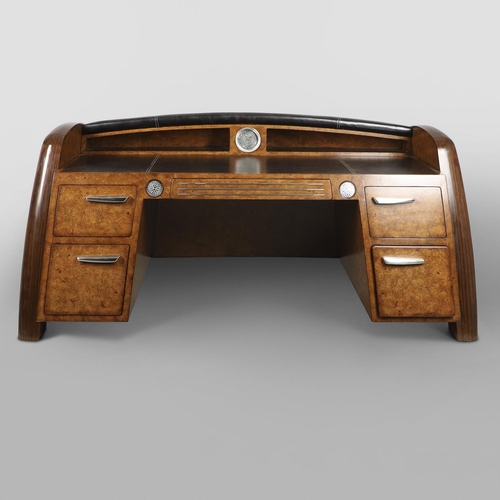 768 - THEODORE ALEXANDER - LARGE MODERNIST 'CLASSIC CAR' DESK & DESK CHAIR, BRIGHTS OF NETTLEBED. A large ... 