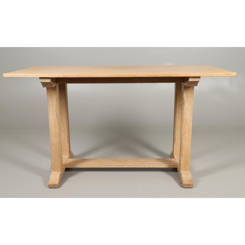 772 - HEALS STYLE LIMED OAK DINING TABLE. A limed oak refectory dining table in the manner of Heals, with ... 