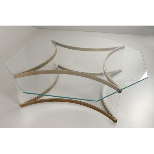 776 - AFTER ALESSANDRO ALBRIZZI (1934-1994) - LARGE GLASS TOP OCTAGONAL TABLE. An unusually large centre t... 