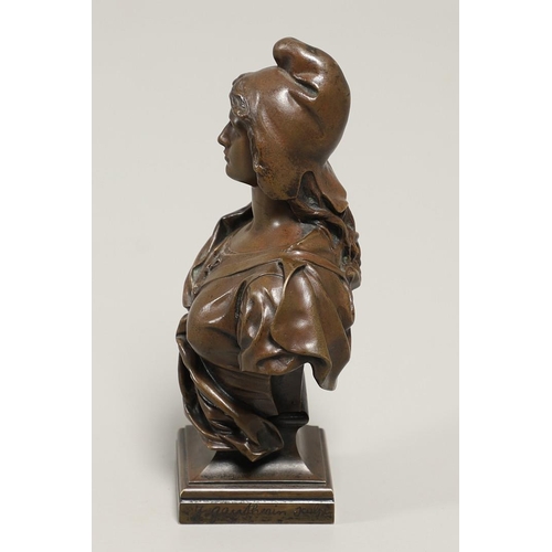 782 - AFTER JEAN GAUTHIER - BRONZE ART NOUVEAU BUST. A bronze Art Nouveau bust of Liberte Marianne, the bu... 