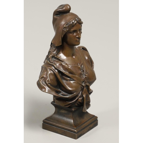 782 - AFTER JEAN GAUTHIER - BRONZE ART NOUVEAU BUST. A bronze Art Nouveau bust of Liberte Marianne, the bu... 