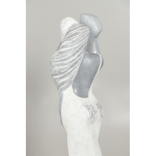 797 - FIONA GOLDBACHER (20TH CENTURY) - LARGE ITALIAN MARBLE SCULPTURE 'THE TANGO'. (d) A large Italian ma... 