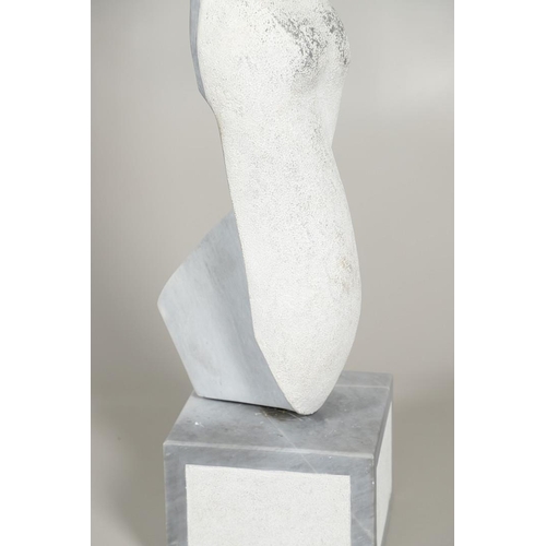 797 - FIONA GOLDBACHER (20TH CENTURY) - LARGE ITALIAN MARBLE SCULPTURE 'THE TANGO'. (d) A large Italian ma... 