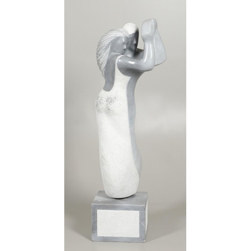 797 - FIONA GOLDBACHER (20TH CENTURY) - LARGE ITALIAN MARBLE SCULPTURE 'THE TANGO'. (d) A large Italian ma... 