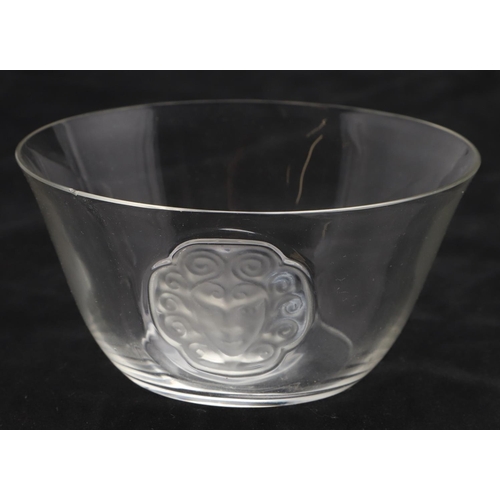 805 - LALIQUE - SET OF SIX GLASS BOWLS. A set of six small Lalique glass bowls in the 'Barr' design, the c... 