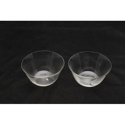 805 - LALIQUE - SET OF SIX GLASS BOWLS. A set of six small Lalique glass bowls in the 'Barr' design, the c... 