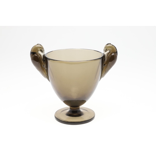 807 - RENE LALIQUE GLASS VASE - ORNIS. A Lalique two handled glass vase in the Ornis design, with bird sha... 