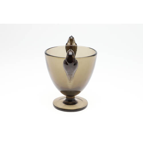 807 - RENE LALIQUE GLASS VASE - ORNIS. A Lalique two handled glass vase in the Ornis design, with bird sha... 