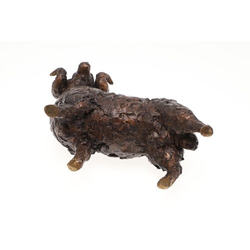 808 - JILL TWEED - (BRITISH 20THC) LIMITED EDITION BRONZE RAM. Titled 'Stud', a bronze figure of a standin... 