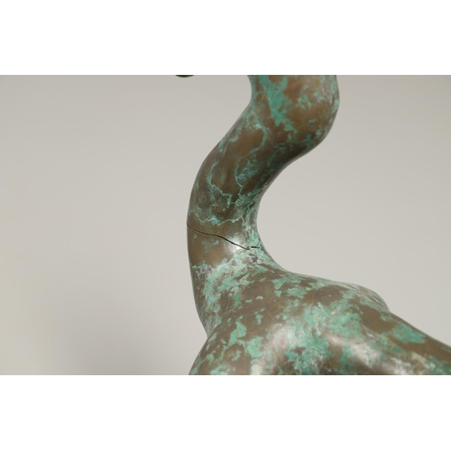 809 - DOMANSKI - BRONZE SCULPTURE 'DRAGON'. Probably by Wieslaw Domanski (B 1957), a bronze verdigris figu... 