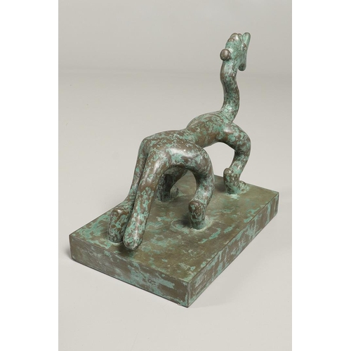 809 - DOMANSKI - BRONZE SCULPTURE 'DRAGON'. Probably by Wieslaw Domanski (B 1957), a bronze verdigris figu... 