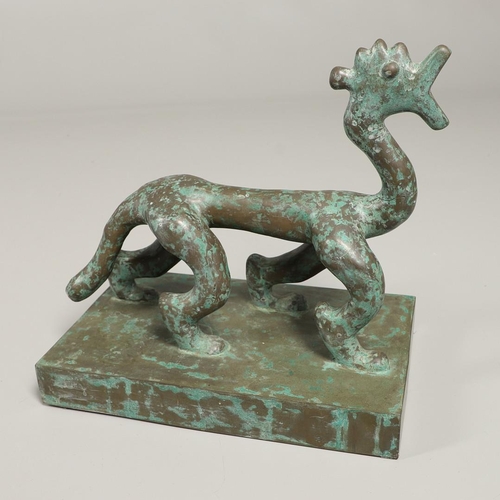 809 - DOMANSKI - BRONZE SCULPTURE 'DRAGON'. Probably by Wieslaw Domanski (B 1957), a bronze verdigris figu... 