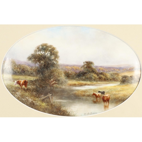 811 - MILWYN HOLLOWAY (1940-2019) - PORCELAIN SIGNED PLAQUE. An oval shaped porcelain plaque in the Royal ... 