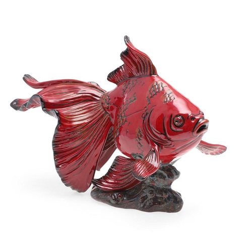 828A - A ROYAL DOULTON ARCHIVES FLAMBE GANSU FISH. A large Royal Doulton flambe model of a Gansu Fish, BA39... 