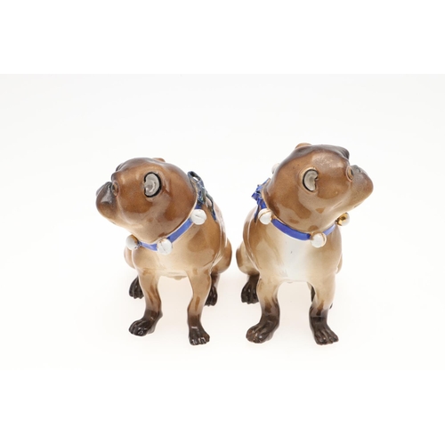 840 - MEISSEN STYLE PORCELAIN MODELS OF PUG DOGS. Including a model of a Pug and her pup, incised number 1... 