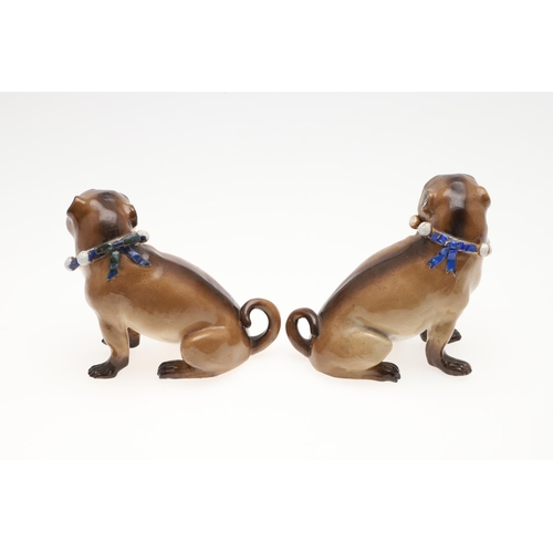 840 - MEISSEN STYLE PORCELAIN MODELS OF PUG DOGS. Including a model of a Pug and her pup, incised number 1... 