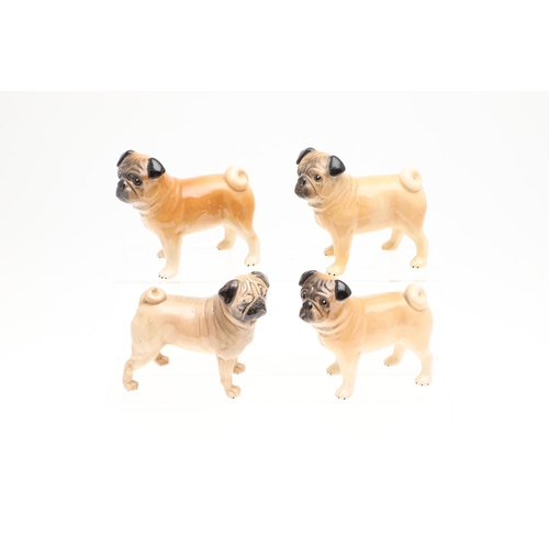 846 - ROYAL COPENHAGEN PUG & VARIOUS OTHER MODELS OF PUGS. A small Royal Copenhagen model of a Pug , Model... 