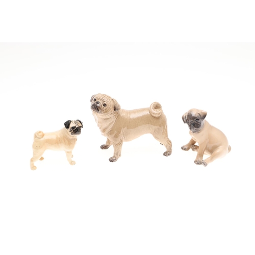 846 - ROYAL COPENHAGEN PUG & VARIOUS OTHER MODELS OF PUGS. A small Royal Copenhagen model of a Pug , Model... 