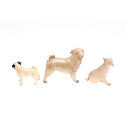 846 - ROYAL COPENHAGEN PUG & VARIOUS OTHER MODELS OF PUGS. A small Royal Copenhagen model of a Pug , Model... 