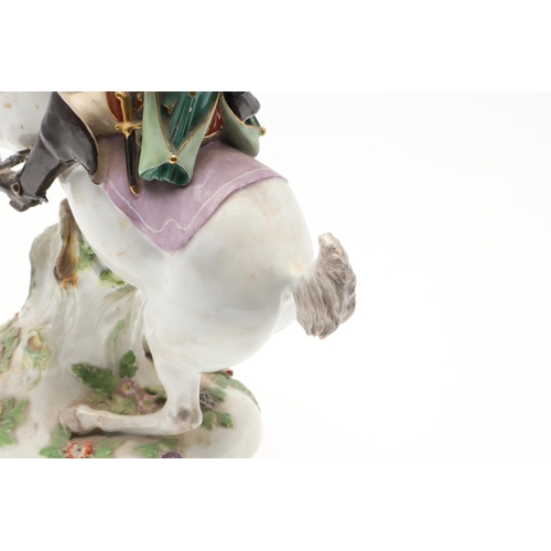 855 - 19THC MEISSEN FIGURE OF A HORSE & RIDER. A 19thc group after an original design by Johann Joachim Ka... 