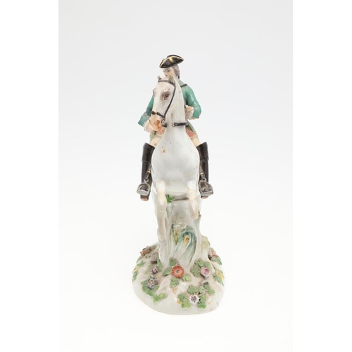 855 - 19THC MEISSEN FIGURE OF A HORSE & RIDER. A 19thc group after an original design by Johann Joachim Ka... 